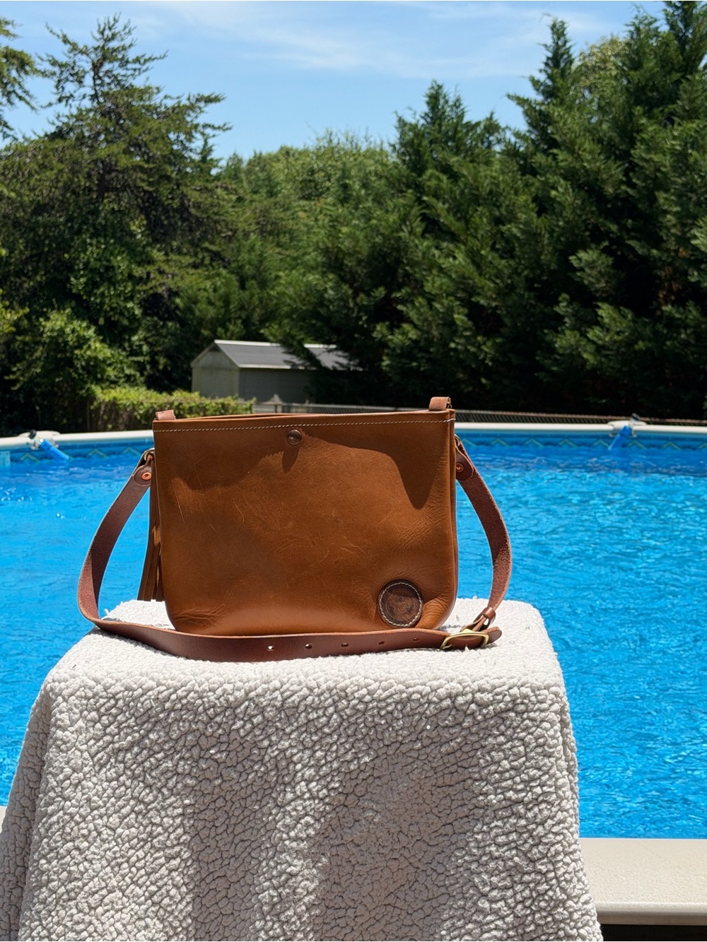 Handcrafted Classic Leather Crossbody Bag in Tan